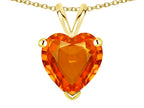 Star K  8mm Heart Simulated Orange Mexican Fire Opal Pendant Necklace