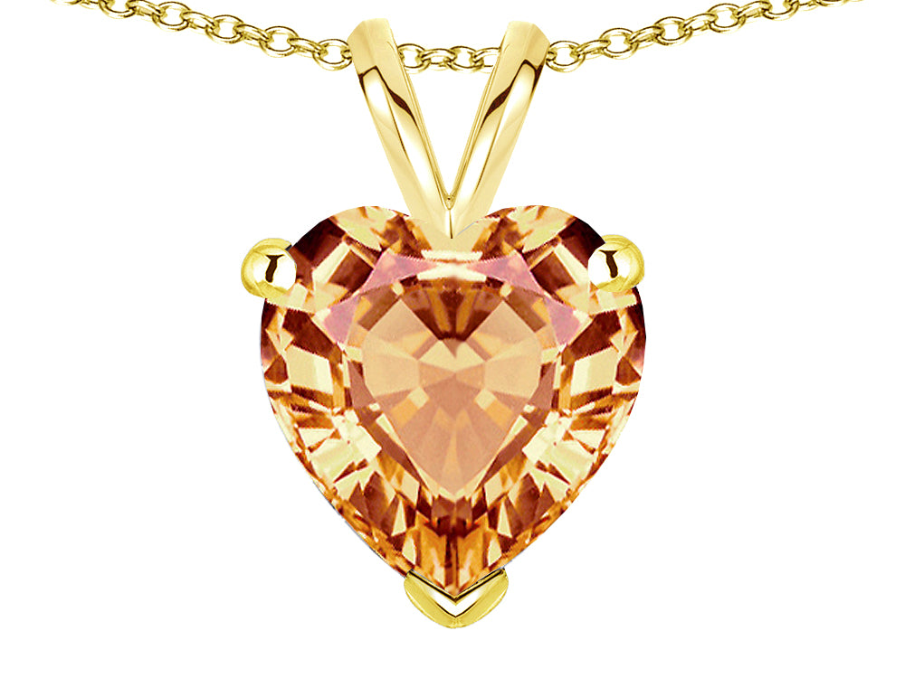 Star K  8mm Heart Simulated Imperial Yellow Topaz Pendant Necklace