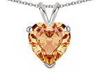 Star K  8mm Heart Simulated Imperial Yellow Topaz Pendant Necklace