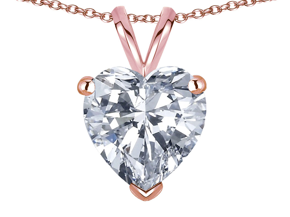Star K  8mm Heart Genuine White Topaz Pendant Necklace