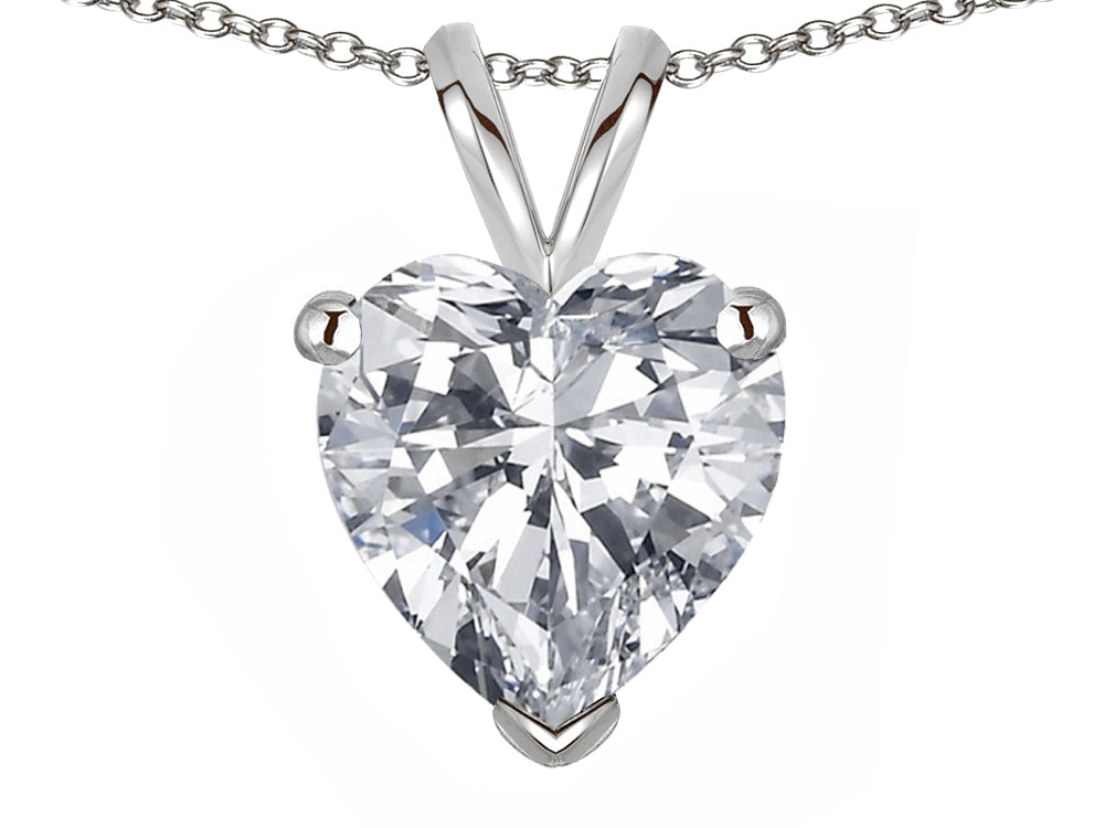 Star K  8mm Heart Genuine White Topaz Pendant Necklace