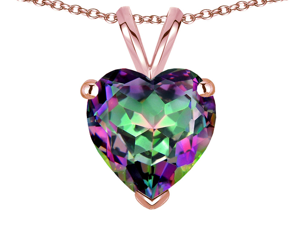 Star K  8mm Heart Rainbow Mystic Topaz Pendant Necklace