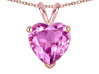 Star K  Created Pink Sapphire 8mm Heart Pendant Necklace