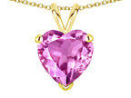 Star K  Created Pink Sapphire 8mm Heart Pendant Necklace