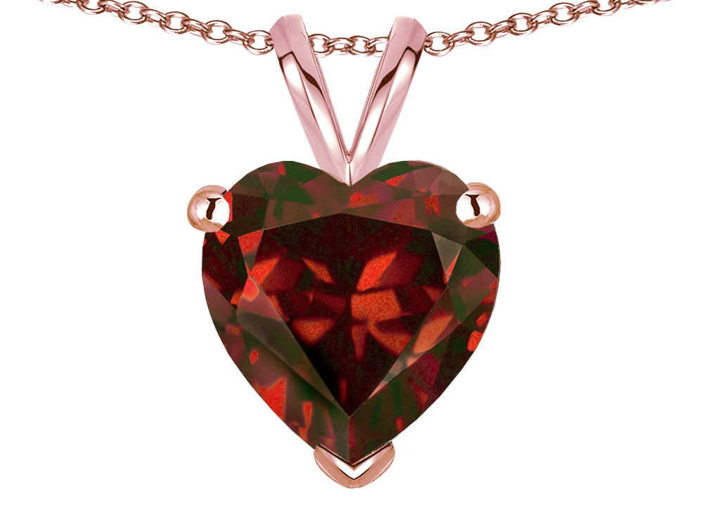 Star K  Genuine Garnet 8mm Heart Pendant Necklace