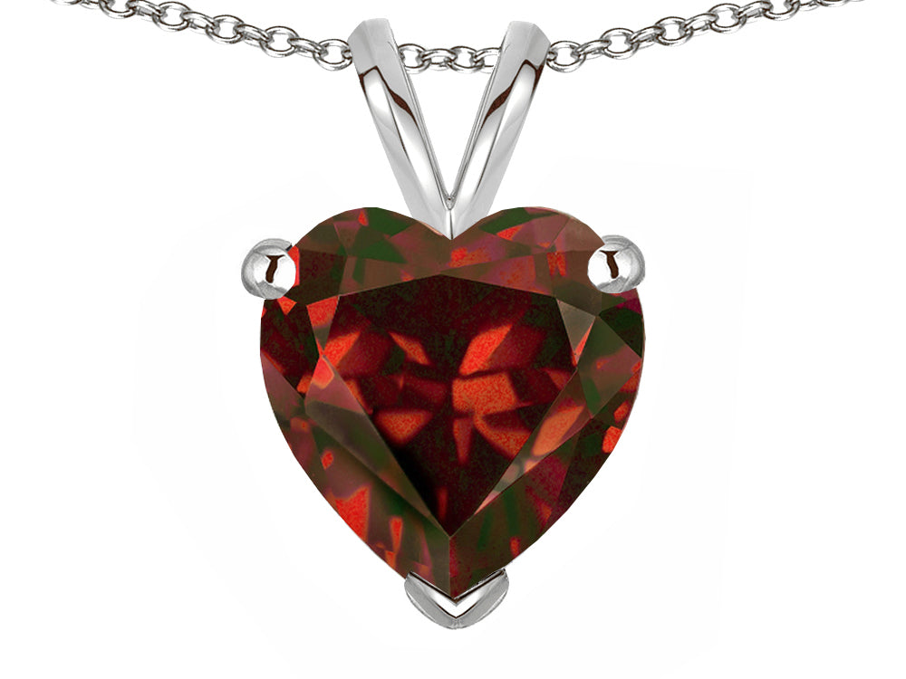 Star K  Genuine Garnet 8mm Heart Pendant Necklace