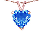 Star K  Genuine Blue Topaz 8mm Heart Pendant Necklace