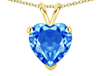 Star K  Genuine Blue Topaz 8mm Heart Pendant Necklace