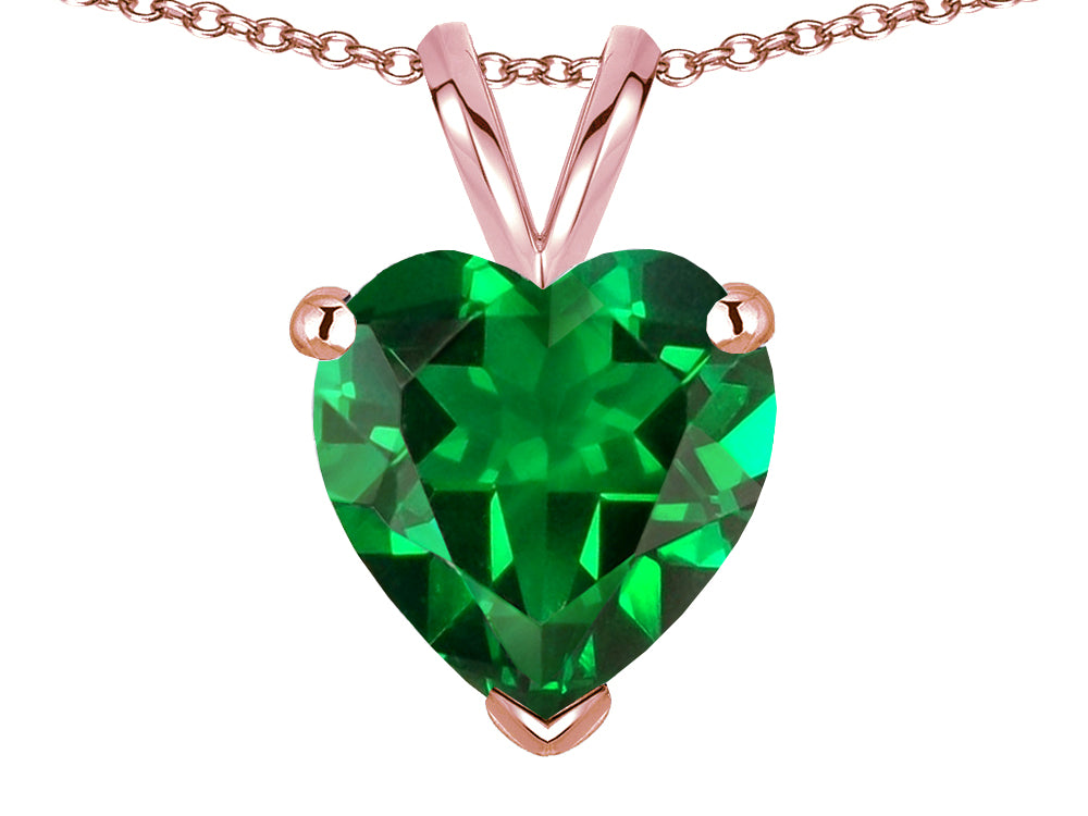 Star K  Simulated Emerald  8mm Heart Pendant Necklace