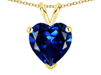 Star K  Created Sapphire 8mm Heart Pendant Necklace