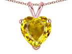 Star K  Genuine Citrine 8mm Heart Pendant Necklace