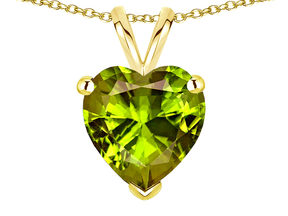 Star K  Genuine Peridot  8mm Heart Pendant Necklace