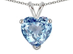 Star K  Genuine Sky Blue Topaz 8mm Heart Pendant Necklace