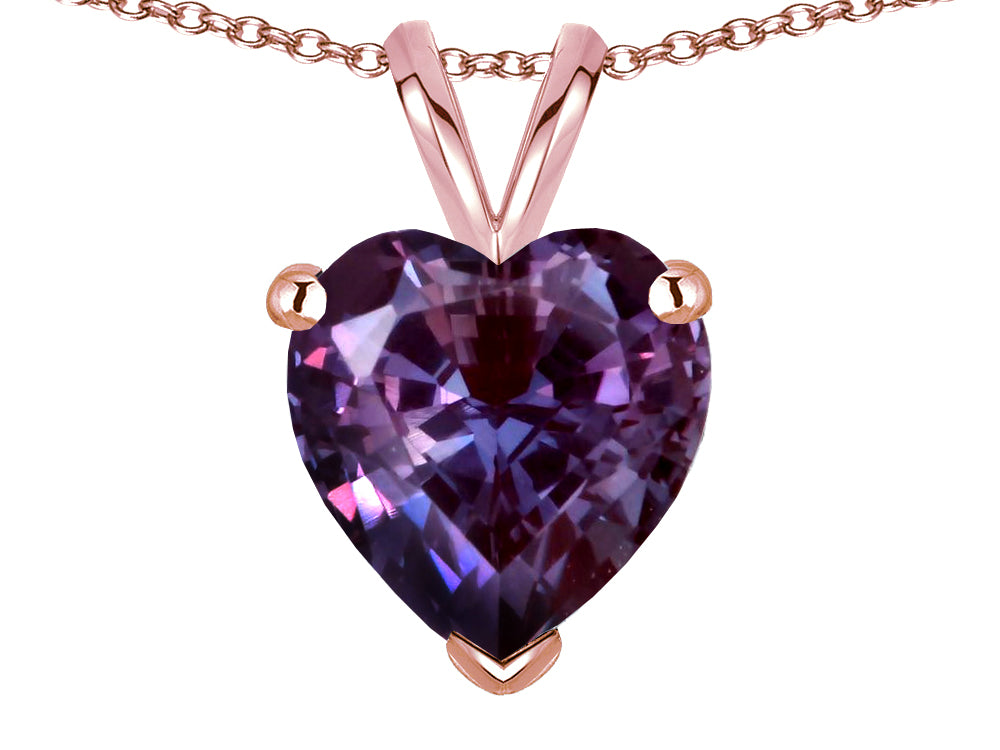 Star K  Simulated Alexandrite 8mm Heart Pendant Necklace