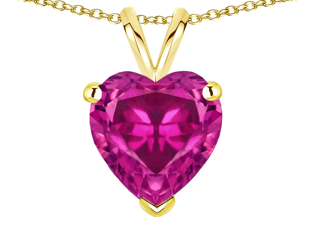Star K  Simulated Pink Tourmaline 8mm Heart Pendant Necklace