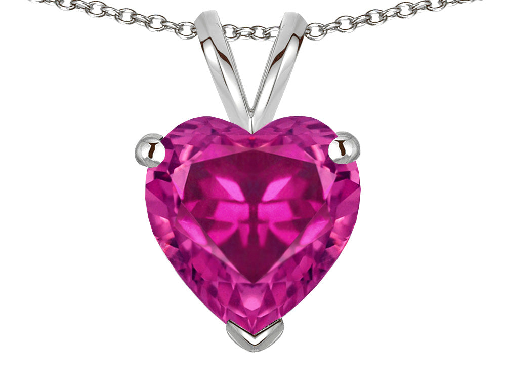 Star K  Simulated Pink Tourmaline 8mm Heart Pendant Necklace
