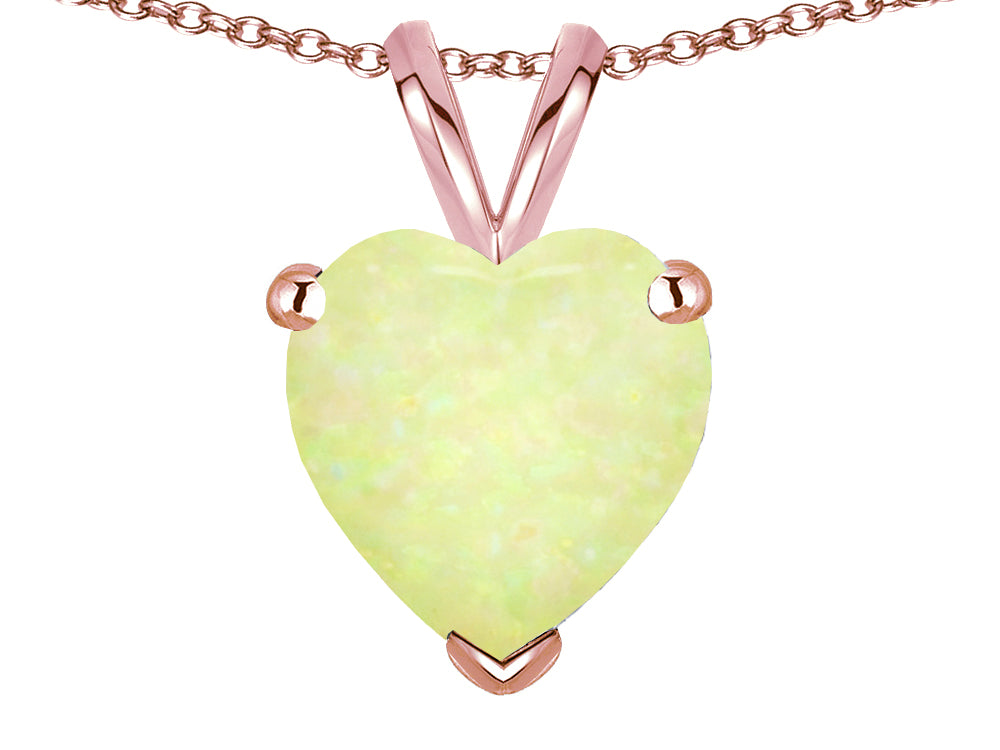 Star K  Created Opal 8mm Heart Pendant Necklace