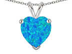Star K  Blue Created Opal 8mm Heart Pendant Necklace