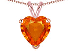 Star K  Simulated Orange Mexican Fire Opal 8mm Heart Pendant Necklace