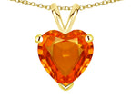 Star K  Simulated Orange Mexican Fire Opal 8mm Heart Pendant Necklace