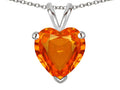 Star K  Simulated Orange Mexican Fire Opal 8mm Heart Pendant Necklace