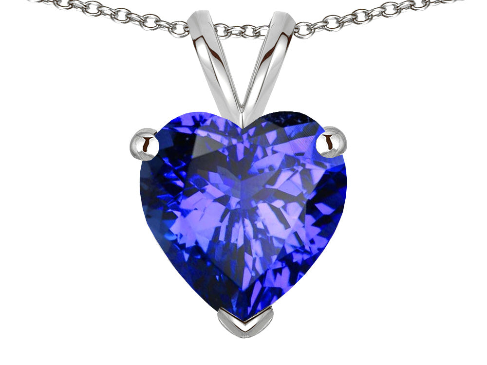 Star K  Simulated Tanzanite  8mm Heart Pendant Necklace