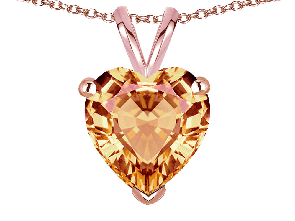 Star K  Simulated Imperial Yellow Topaz 8mm Heart Pendant Necklace