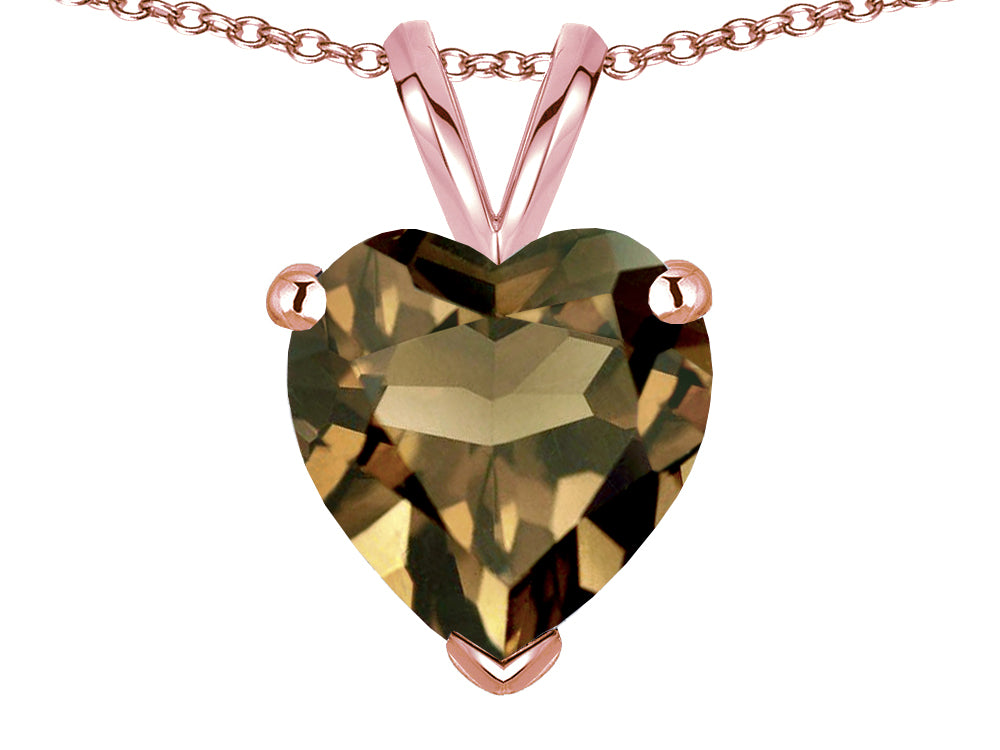Star K  Genuine Smoky Quartz 8mm Heart Pendant Necklace