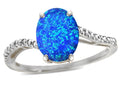 Tommaso Design Oval 10x8mm Blue Created Opal Ring