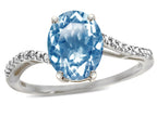 Tommaso Design Oval 10x8mm Simulated Aquamarine Ring