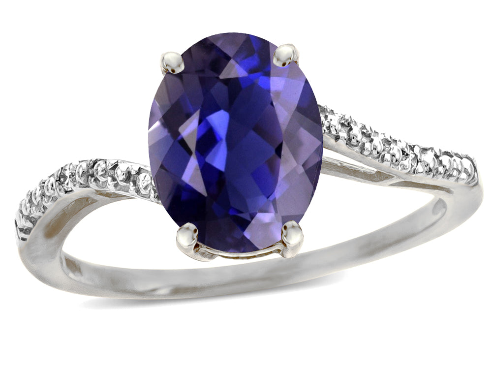 Star K Big Stone Oval 10x8 Genuine Iolite Bypass solitaire engagement promise ring
