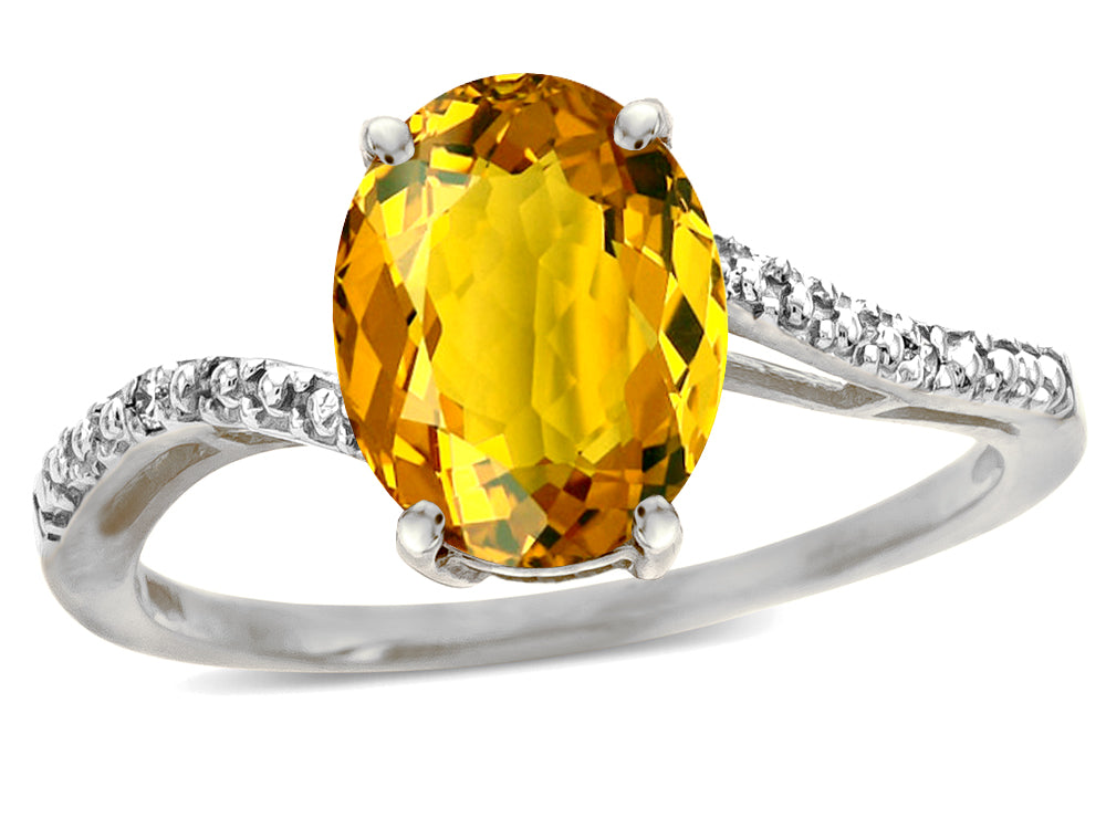 Star K Big Stone Oval 10x8 Genuine Citrine Bypass solitaire engagement promise ring