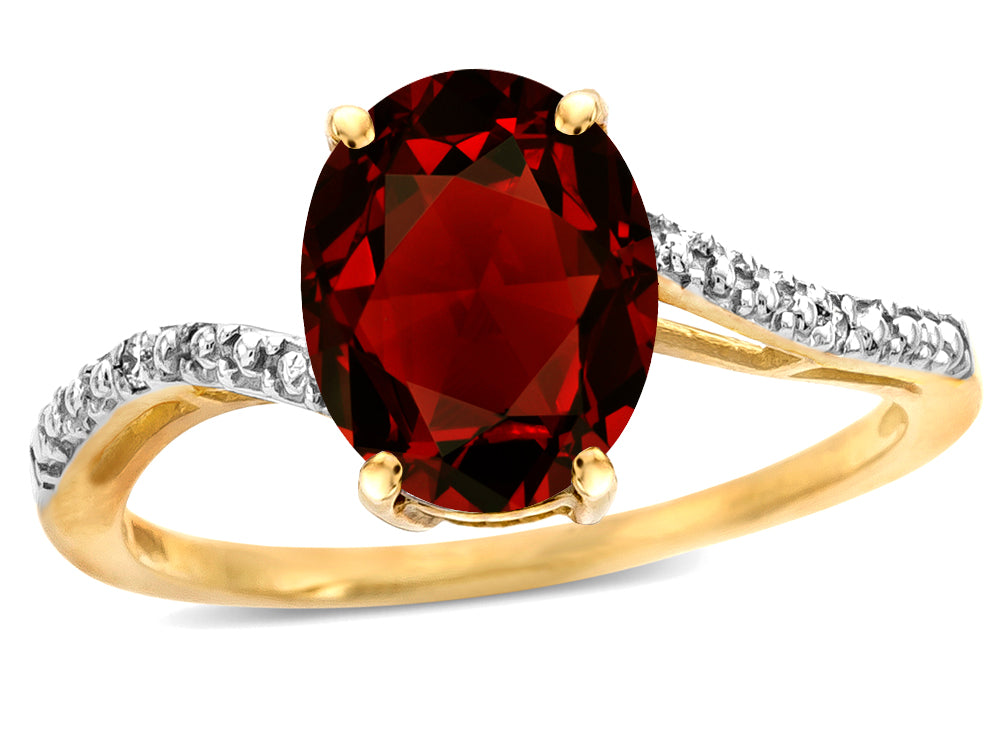 Star K™ Big Stone Oval 10x8 Genuine Garnet Bypass solitaire engagement promise ring