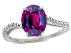 Star K Big Stone Oval 10x8 Rhodolite Bypass solitaire engagement promise ring