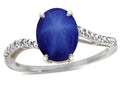 Star K Big Stone Oval 10x8 Created Star Sapphire Bypass solitaire engagement promise ring