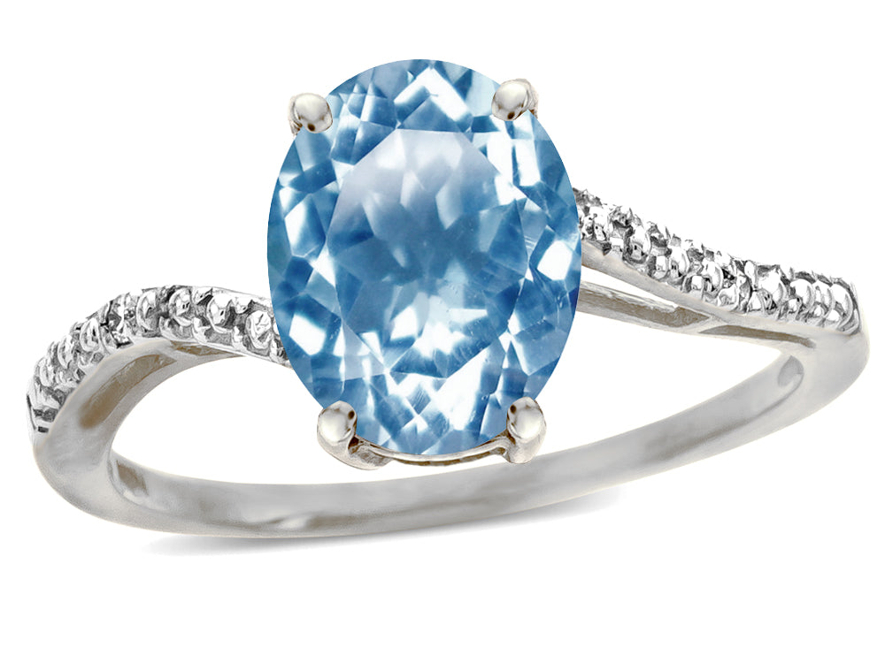 Star K Big Stone Oval 10x8 Simulated Aquamarine Bypass solitaire engagement promise ring