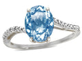 Star K Big Stone Oval 10x8 Simulated Aquamarine Bypass solitaire engagement promise ring
