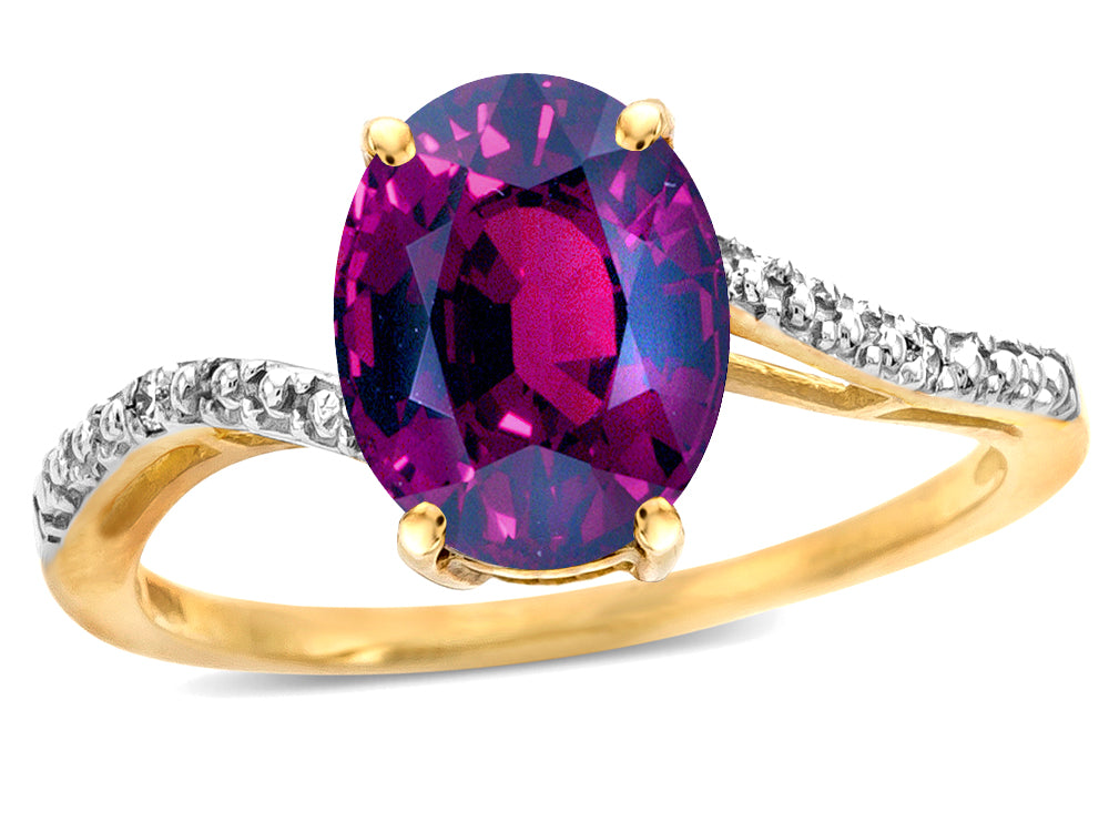 Star K™ Big Stone Oval 10x8 Rhodolite Bypass solitaire engagement promise ring