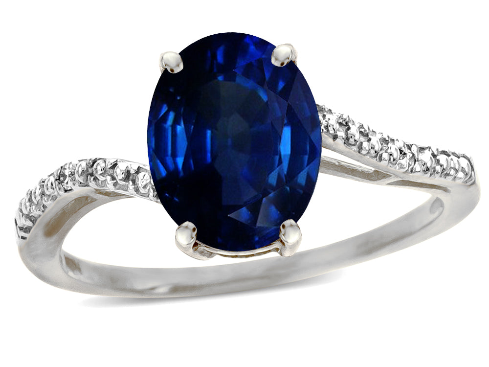Star K Big Stone Oval 10x8 Created Sapphire Bypass solitaire engagement promise ring