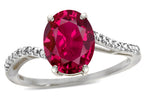 Star K Big Stone Oval 10x8 Created Ruby Bypass solitaire engagement promise ring
