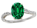 Star K Big Stone Oval 10x8 Simulated Emerald Bypass solitaire engagement promise ring