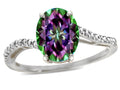 Star K Big Stone Oval 10x8 Rainbow Mystic Topaz Bypass solitaire engagement promise ring