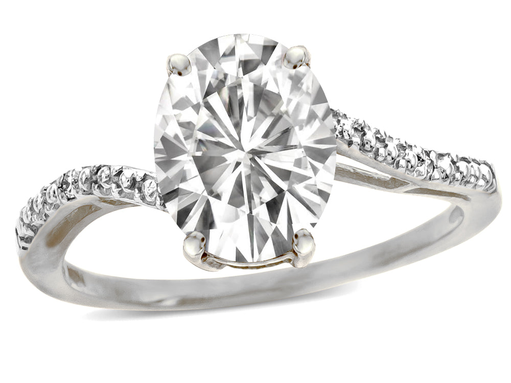 Star K Big Stone Oval 10x8 Genuine White Topaz Bypass solitaire engagement promise ring