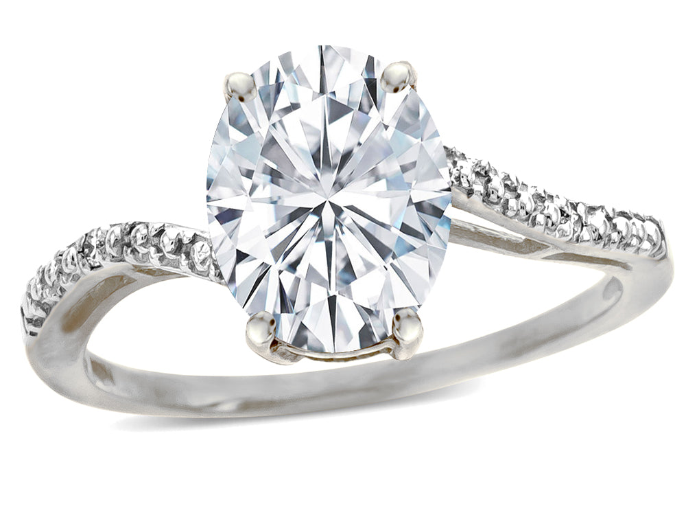 Star K Big Stone Oval 10x8 Genuine White Sapphire Bypass solitaire engagement promise ring