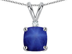 Star K 7mm Cushion-Cut Created Star Sapphire Pendant Necklace