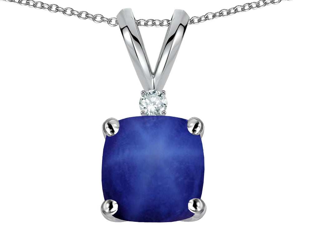 Star K 7mm Cushion-Cut Created Star Sapphire Pendant Necklace