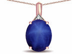 Star K Expressions Large 12x10mm Oval Created Star Sapphire Pendant Necklace