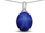 Star K Expressions Large 12x10mm Oval Created Star Sapphire Pendant Necklace