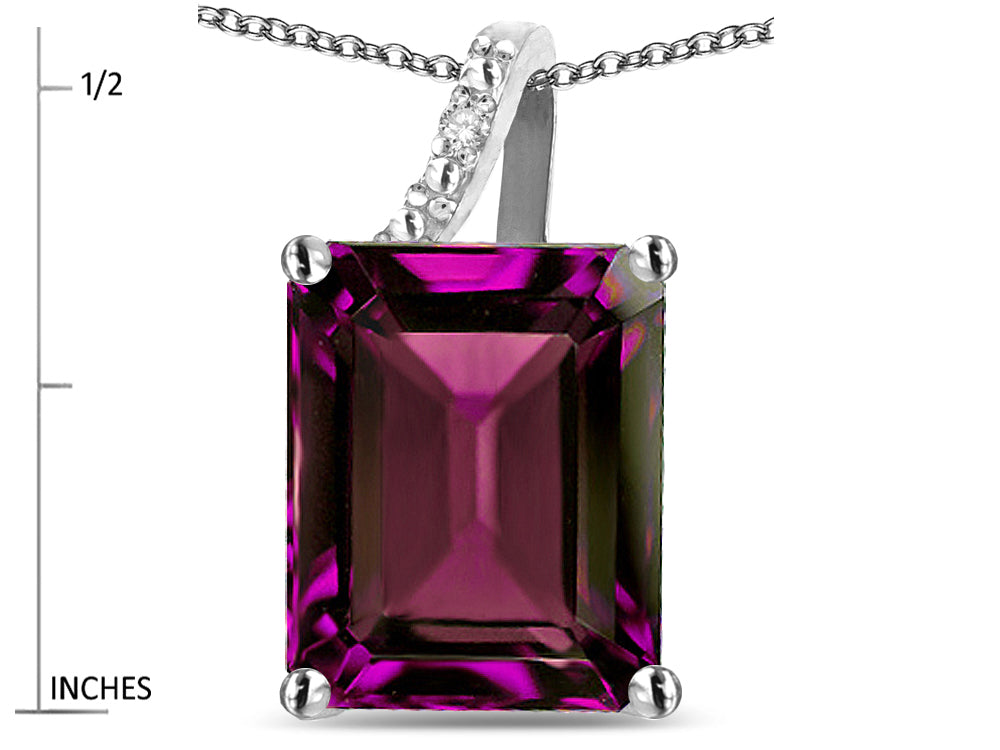 Original Star K Large 10x8 Octagon Emerald Cut Genuine Rhodolite Pendant Necklace