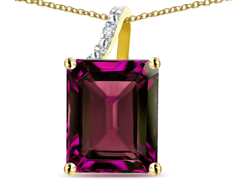 Original Star K Large 10x8 Octagon Emerald Cut Genuine Rhodolite Pendant Necklace